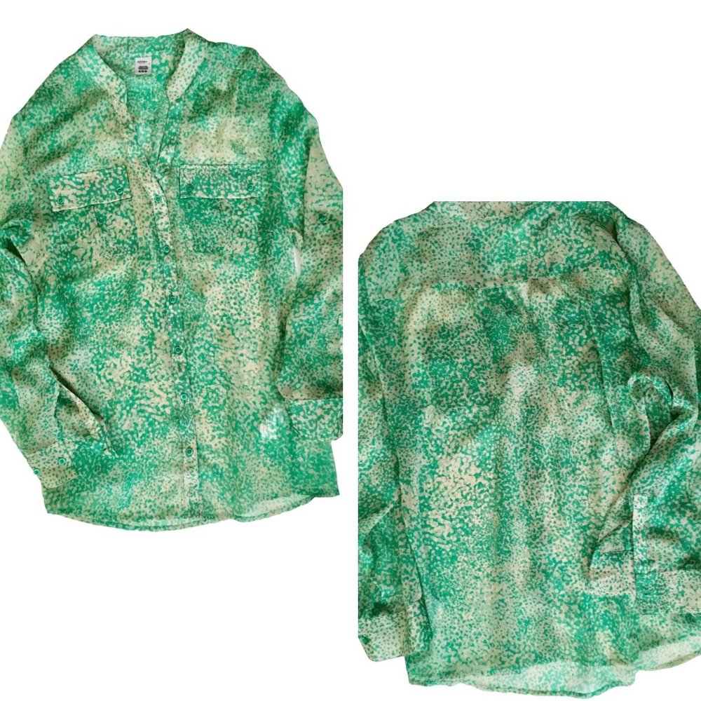 Green & Beige Blouse (Size: Medium)